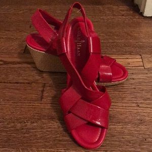Brand new Cole Haan Red Wedge Sandals - Size 9